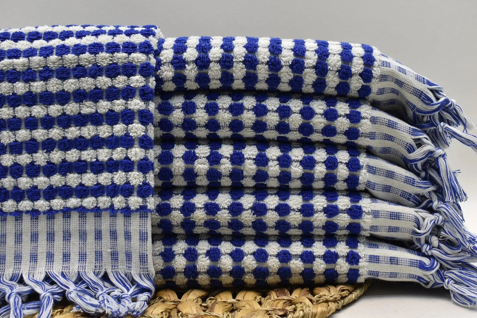 Bubble Navy Terry Hand Towel 100 Percent Turkish Cotton 38 Inch L x 20 Inch W - Love Salve